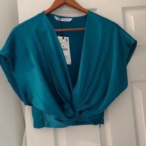 Zara cropped silk blouse